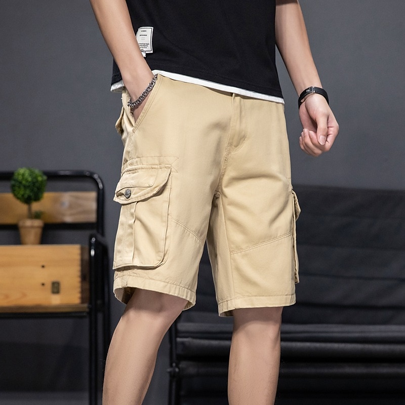 Men's Cargo Shorts Hiking Shorts Multi Pocket Straight Leg Knee Length Daily Wear Classic Black Blue2