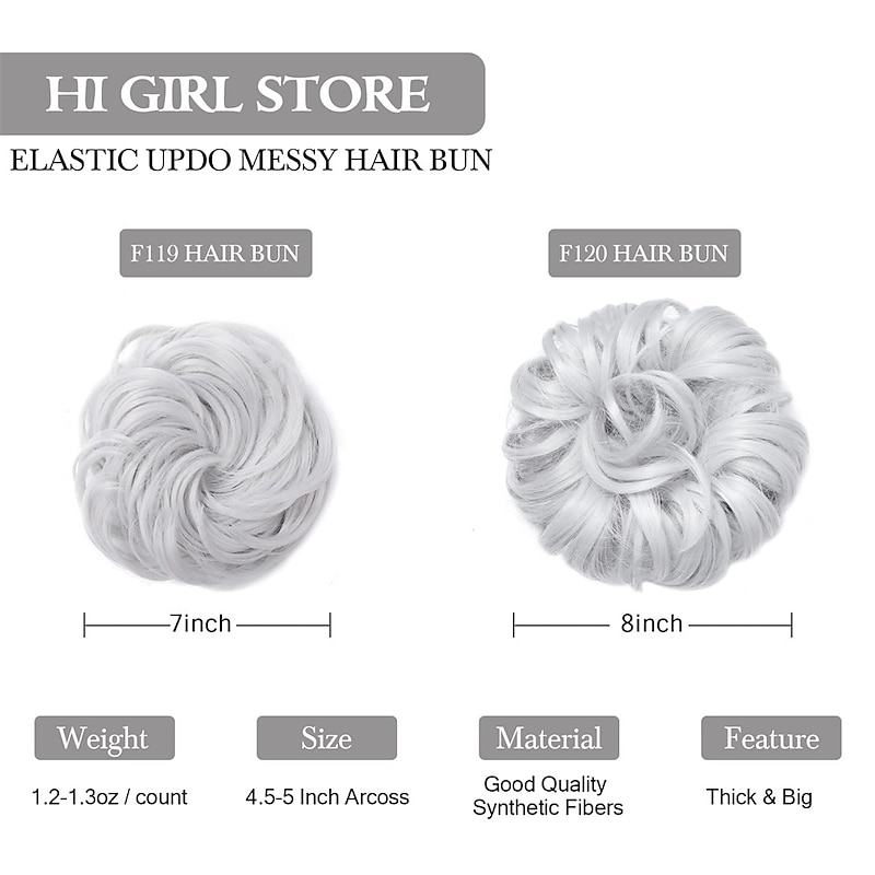 Messy Buns Hairpiece Hair Scrunchies Full Thick Updo Hair Piece With Elastic Rubber Band Hair Bun Extension Curly Wavy Synthetic Donut Hair Chignons For Women Girls2
