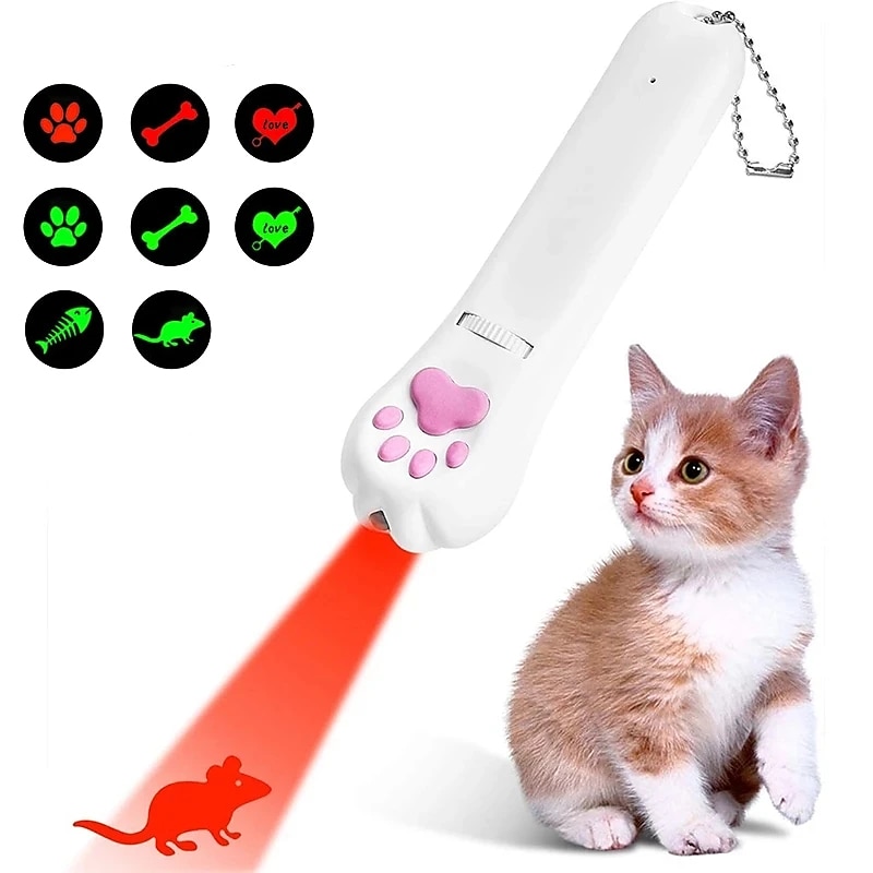 USB Charging Projection LED Cat Toys Funny Infrared Ultraviolet Ray mouse Fish Bone Cat Clawpattern Beam Tease Cat Accessories