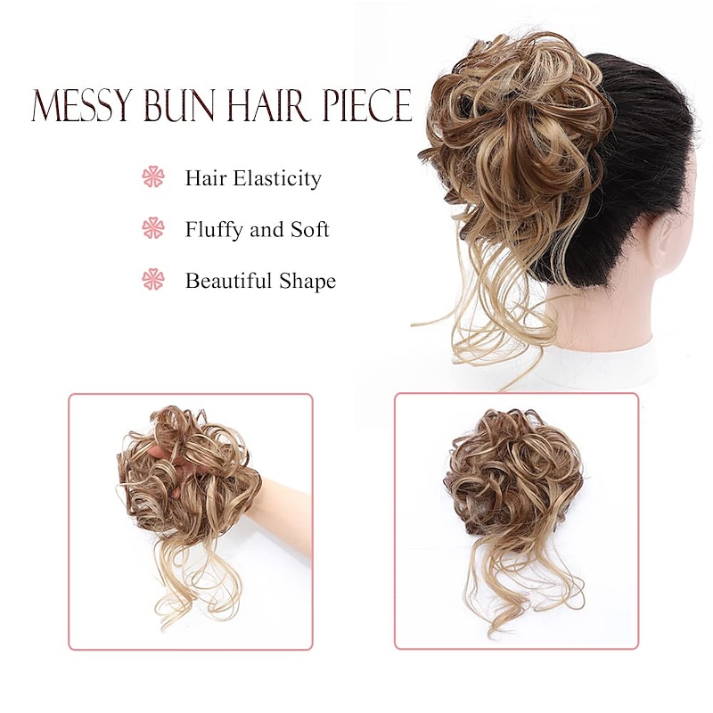 Bun Hair Piece Tousled Updo Hair Extensions With Elastic Hair Bands curly Hair Bun Scrunchle for Women3