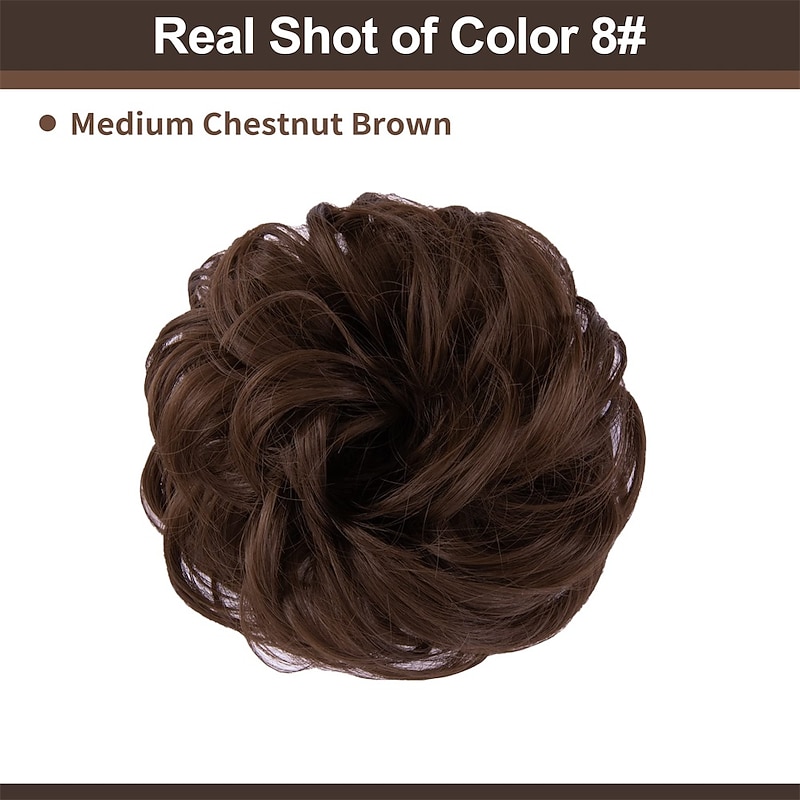 Messy Bun Hair Piece RSWETE Instant Rose Bun Hair Scrunchie Hairpieces for Women Wavy Curly Hair Pieces Chignon Ponytail Hair Extensions Updo Hairpiece Wiglet Bun2