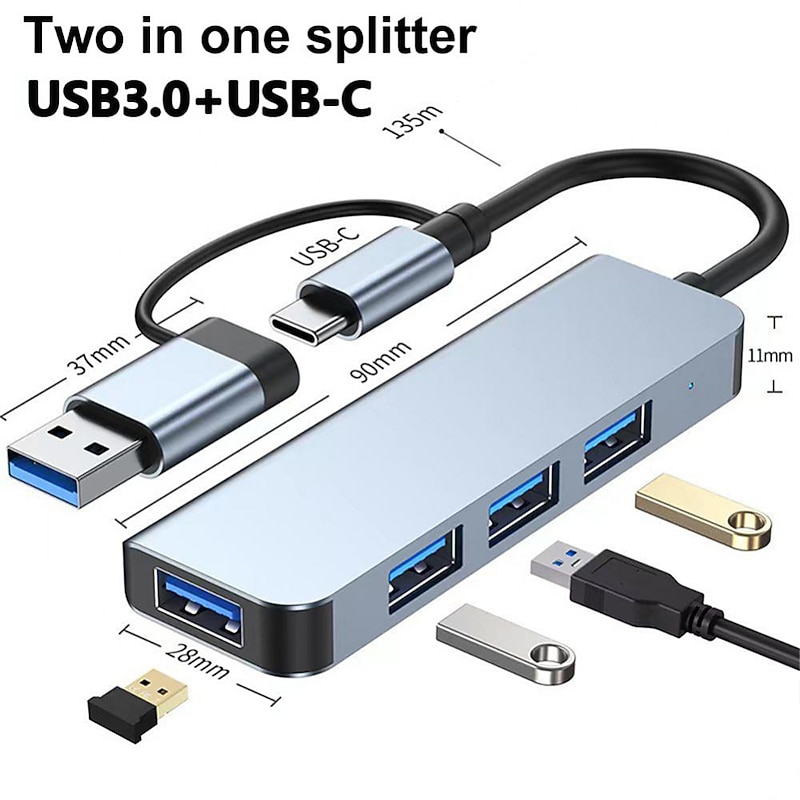 4/7/8 In 1 USB3.0 Type C Extender Hub Docking Station Multi USB Splitter Multiport Adapter USB 3.0 2.0 TF SD Reader Slot For for Mac Pro Mini iPad Pro Surface Pro lash Drive Mobile HDD4