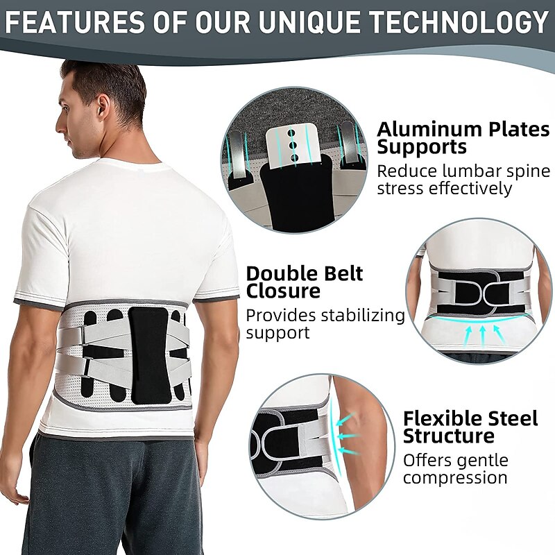 1PC Back Brace for Women Men Lower Back Pain Relief with Stays Breathable Back Support Belt for Heavy Lifting Work  Anti-Skid Lumbar Support Belt with Mesh for Sciatica Scoliosis Herniated D3