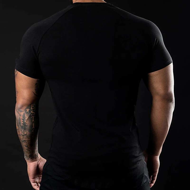 Men's T Shirt Moisture Wicking Shirts Short Sleeves Crew Neck Summer Plain Stylish Classic Casual / Sporty Vacation Daily Going out Black Top Tee for Men4