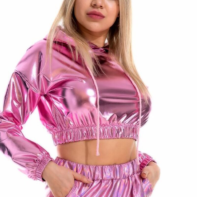 Dance Costumes Exotic Dancewear Pole dance Top Pure Color Splicing Women's Performance Training Long Sleeve Polyester