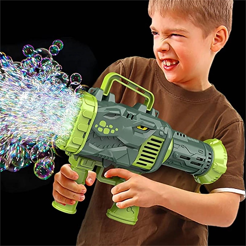 32-Hole Bubble Gun Dinosaur Bubble Maker Machine with Light Funny Electric Automatic Bubble Maker Outdoor Party Toy Kids Gift2