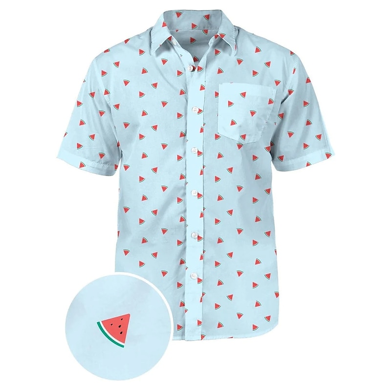 Men's Fruit Banana Shirt Summer Hawaiian Shirt Aloha Shirt Short Sleeves Shirt Turndown Fashion Designer Casual Outdoor Street Casual White Pink Blue 3D Print S M L3