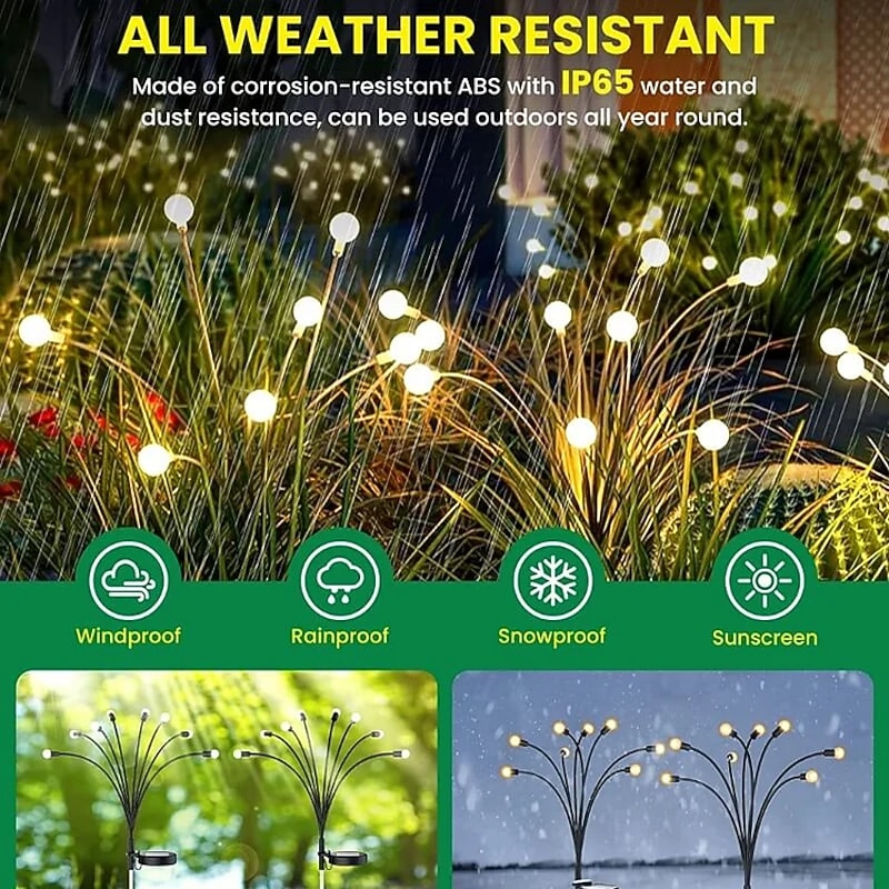 Solar Garden Light Waterproof Firefly Lights Outdoor Starburst Swaying Lights 2 Modes 6/8/10 Heads for Yard Patio Pathway Decoration2