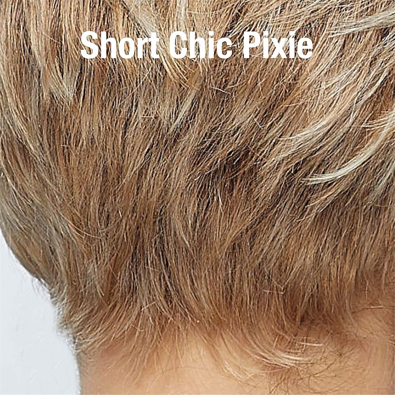 Chic Pixie Wig with Shattered Bangs and Tousled Layers / Multi-Tonal Shades of Blonde Silver Brown and Red3