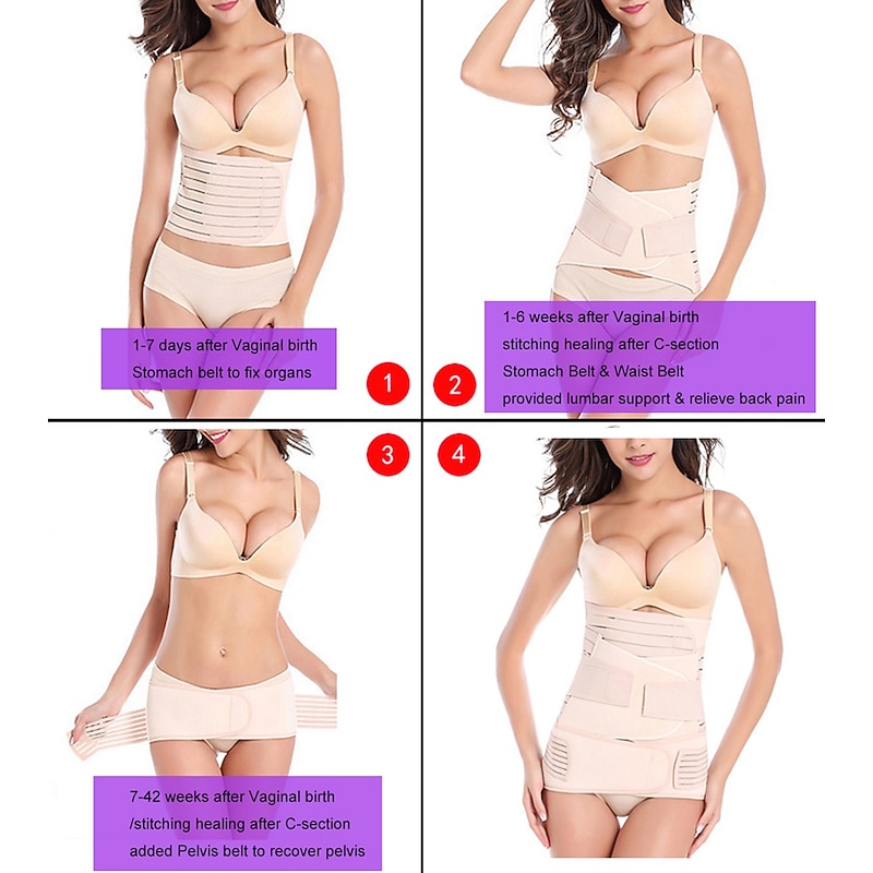 1PC 3 in 1 Postpartum Support - Recovery Belly/waist/pelvis Belt Shapewear Slimming Girdle Beige4