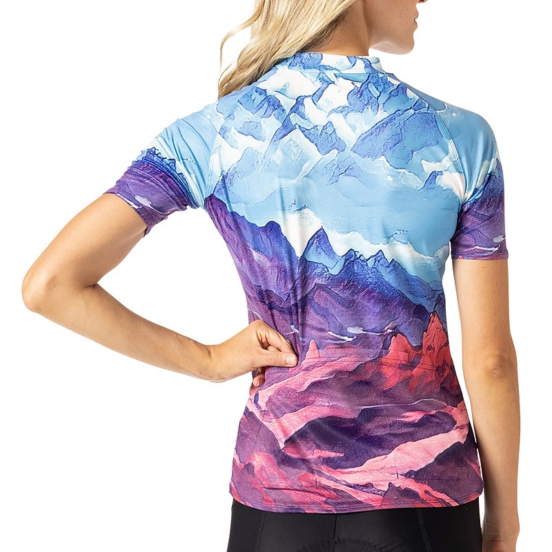 Women's Cycling Jersey Graphic Color Block Gradient Short Sleeve Bike Jersey Top with 3 Rear Pockets Mountain Bike MTB Road Bike Cycling Quick Dry Reflective Strips Back Pocket Moisture Wicking Sports2