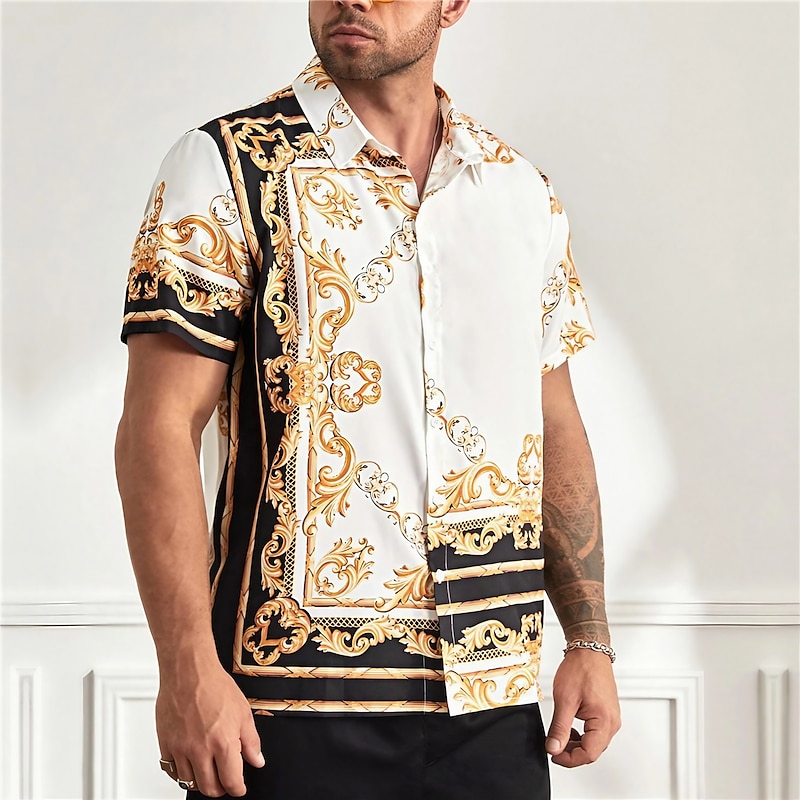 Men's Plus Size Summer Hawaiian Shirt Big and Tall Floral Turndown Print Short Sleeve Spring & Summer Tropical Fashion Hawaiian Outdoor Street Tops