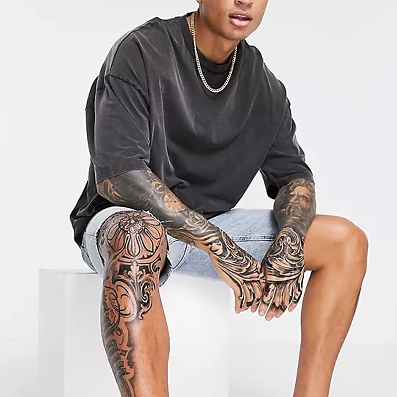 Men's T Shirt 100% Cotton Acid Wash Shirt Oversized Shirt Tee Top Short Sleeve Crew Neck Summer Plain Streetwear Designer Casual Daily Outdoor Sport Going out Black Blue Grey Top Tee for Men3