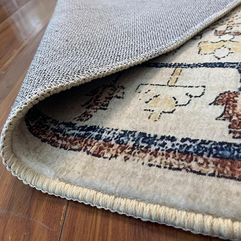 Retro Carpet Persian Living Room Rug Bedside Floor Mat Non-Skid Foldable Bedroom Imitation Cashmere Thickened Plush Carpet3