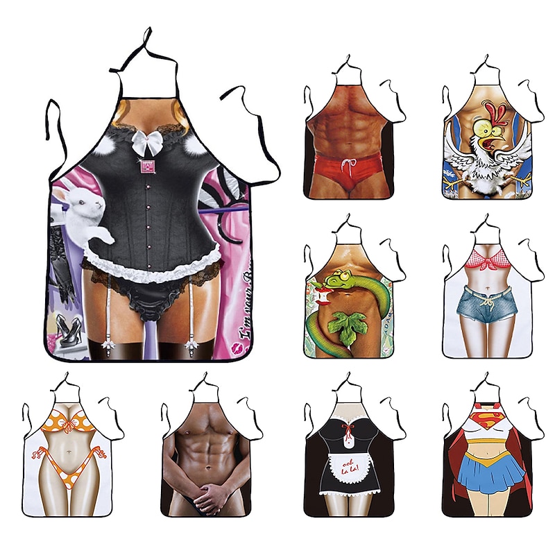 Cosplay Chef Apron For Women and Men, Kitchen Cooking Apron, Personalised Gardening Apron with Long Ties Neck Strap BBQ Drawing Crafting Aprons