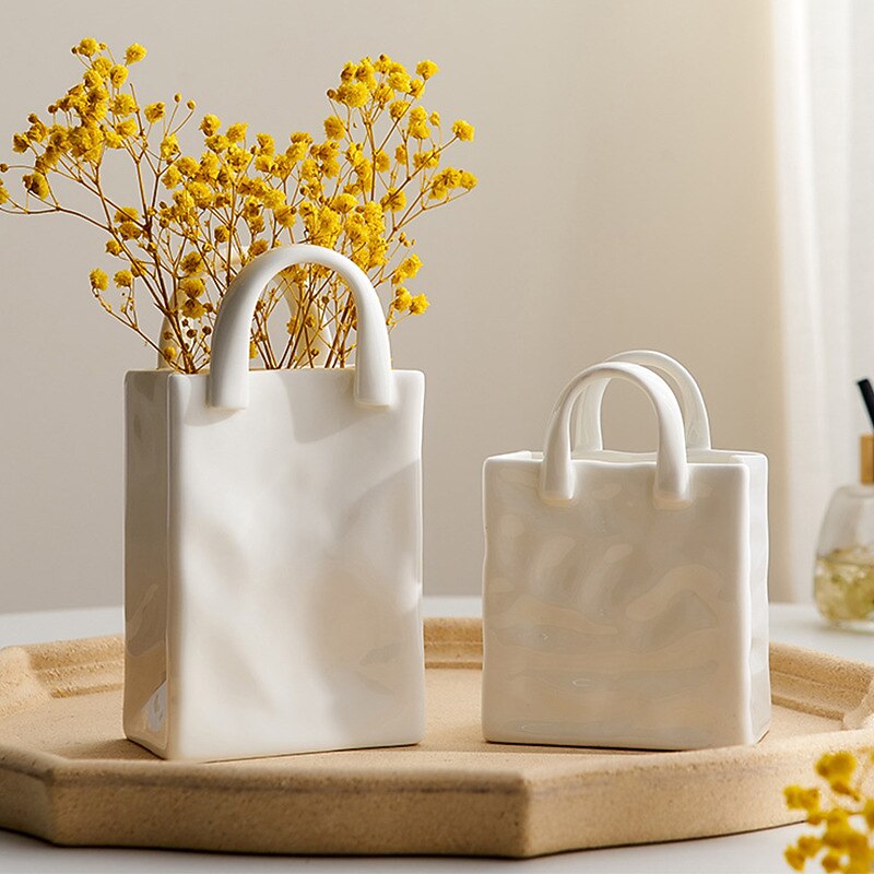 Handbag Vase Tabletop Decoration Creative Flower Arrangement Simple Modern Vase 1PC4