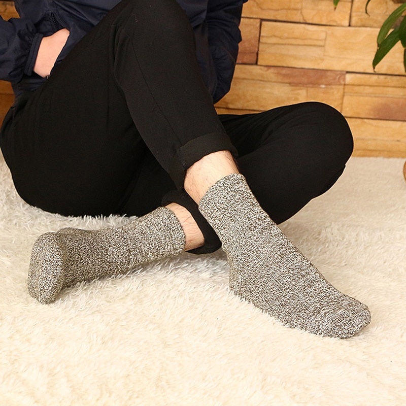 Men's 5 Pairs Socks Wool Socks Crew Socks Rainbow Color Plain Daily Wear Vacation Weekend Warm Fall & Winter Warm Ups3