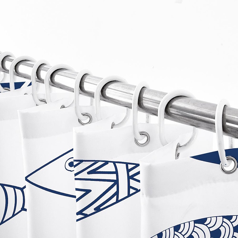 Shower Curtain with Hooks 180cm*180cm(70"*70") Polyester Washable Waterproof Colorful Fishes for Kid Abstract Modern Cartoon Pattern4