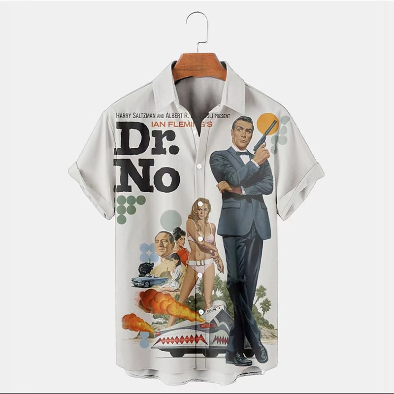 Men's Letter Portrait Shirt Summer Hawaiian Shirt Aloha Shirt Short Sleeves Shirt Turndown Vintage Tropical Sports Street Casual Hawaiian White Yellow Gray S M L