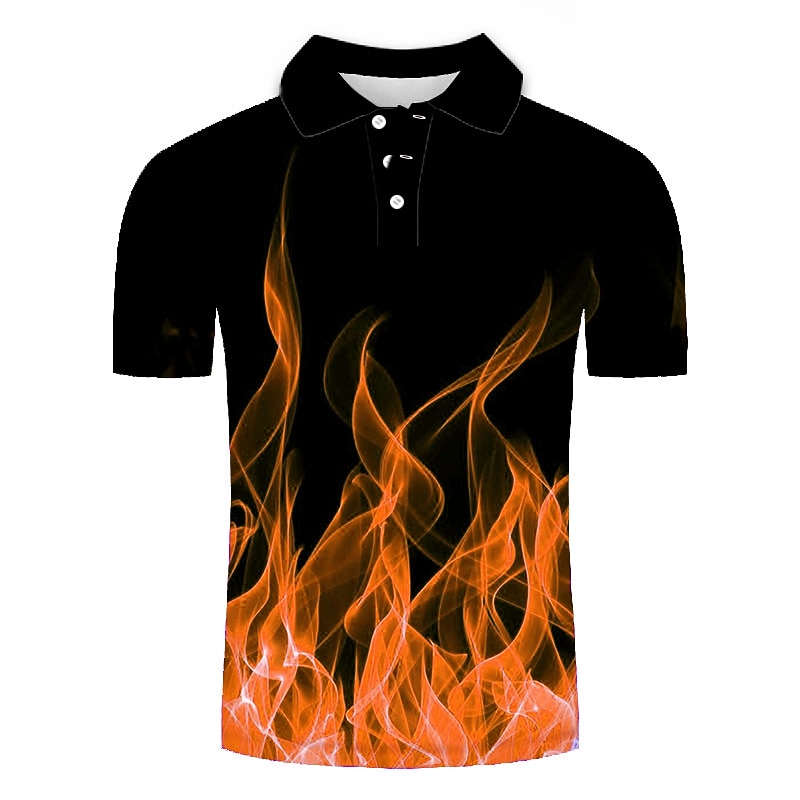 Men's Graphic Polo Shirts Golf Shirt Short Sleeve Polo Shirts Collared Shirts Casual Vacation Wear Rave Wear Party Outfits Buttons 3D Print Blue Purple Orange3