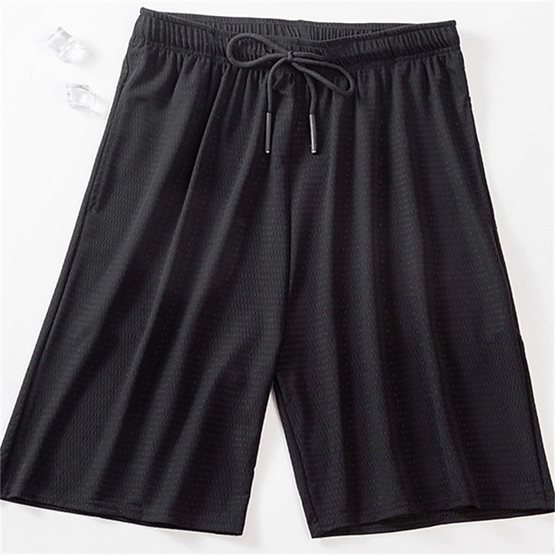 Men's Athletic Shorts Basketball Shorts Casual Shorts Mesh Shorts Pocket Drawstring Elastic Waist Plain Breathable Quick Dry Knee Length Casual Daily Fashion Streetwear Black White3