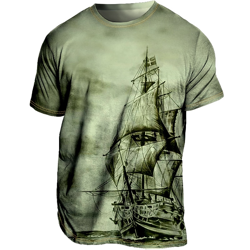 Men's T shirt Tee Tee Graphic Ship Crew Neck Clothing Apparel 3D Print Outdoor Casual Daily Sports Short Sleeve Print Vintage Fashion Designer3