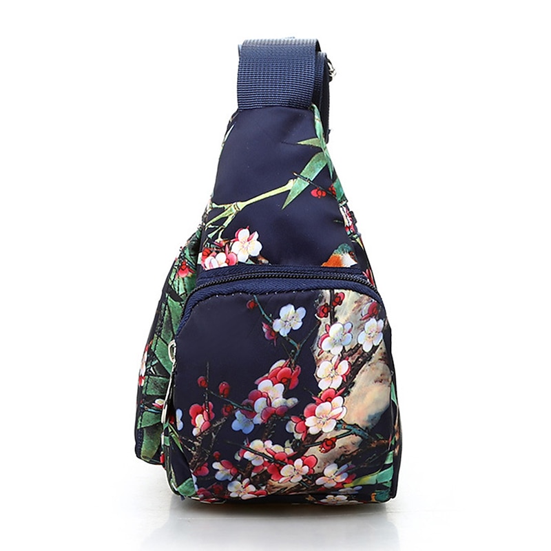 Women's Crossbody Bag Crossbody Bag Nylon Outdoor Daily Going out Print Waterproof Floral Print Flower Black Grey Black White3