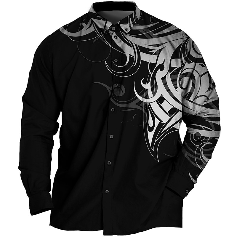 Men's Plus Size Shirt Big and Tall Graphic Prints Turndown Buttons Long Sleeve Spring & Summer Sports Fashion Streetwear Designer Outdoor Vacation Tops4