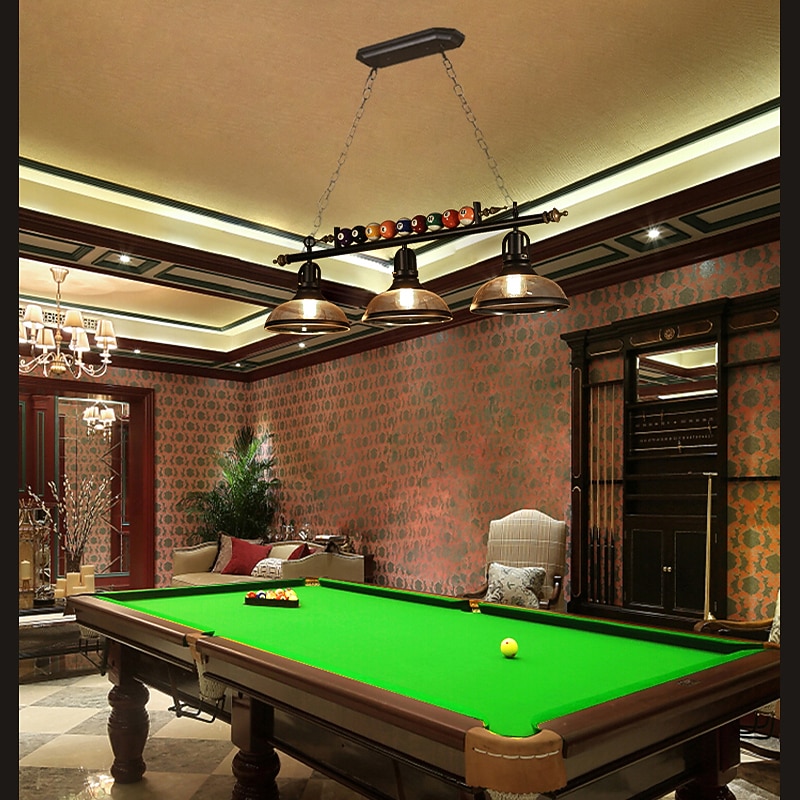 Pool Table Lights Billiard table light Farmhouse Chandelier,Industrial Loft 3 Head Iron Kitchen Light fixtures Fittings Pot Lid Glass Lampshade,Billiard Decoration Creative Lights for Bar4