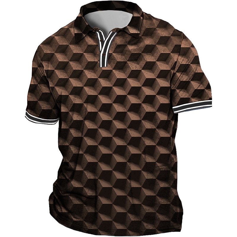 Men's Plus Size Polo Shirt Big and Tall Optical Illusion Turndown Print Short Sleeve Spring & Summer Sports Fashion Streetwear Designer Outdoor Street Tops4