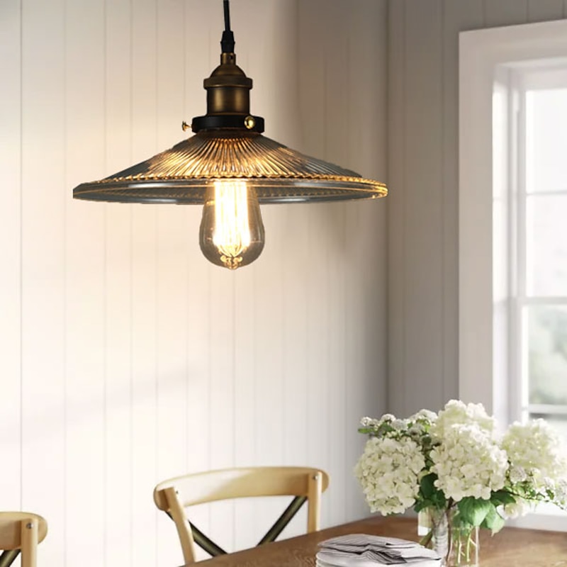 LED Pendant Lamp Glass Vintage Farmhouse E27 Light Vintage Ceiling Lamp Industrial Lamp Shade Lamp for Living Room, Living Room, Dining Room, Restaurant, Cafe 110-240V