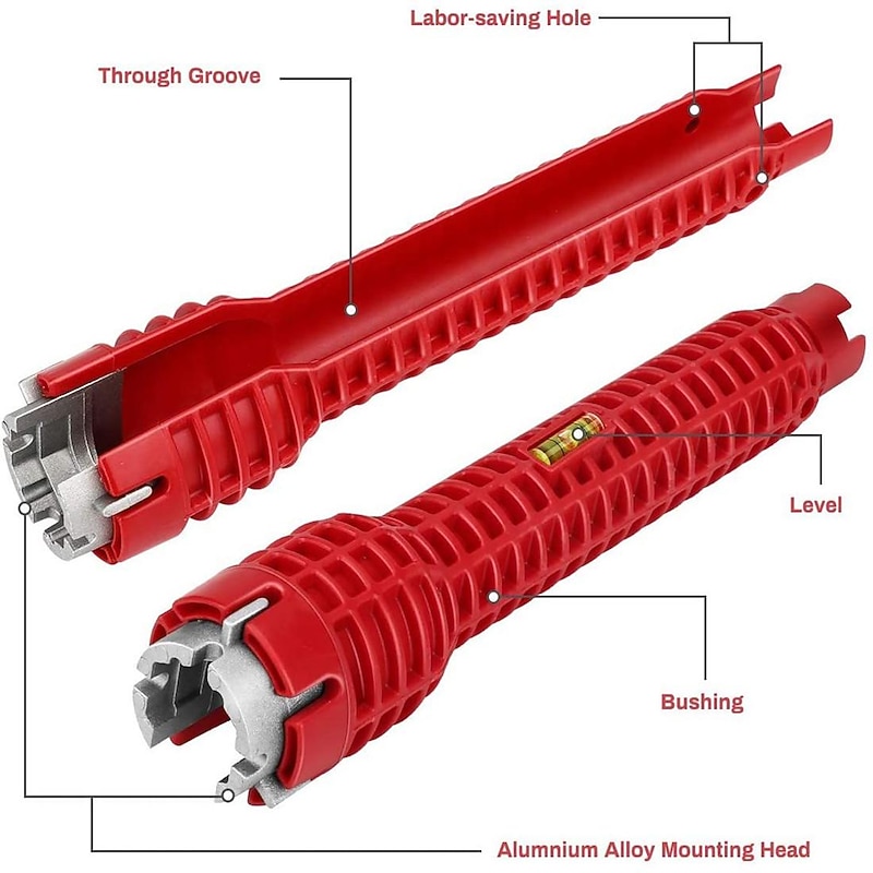 8 in 1 Sink Wrench Multi-Munction Water Pipe Faucet Wrench Repair Tool, Non-slip Kitchen Bathroom Faucet And Sink Installer, Wrench Tool For Repairing Plumbing2