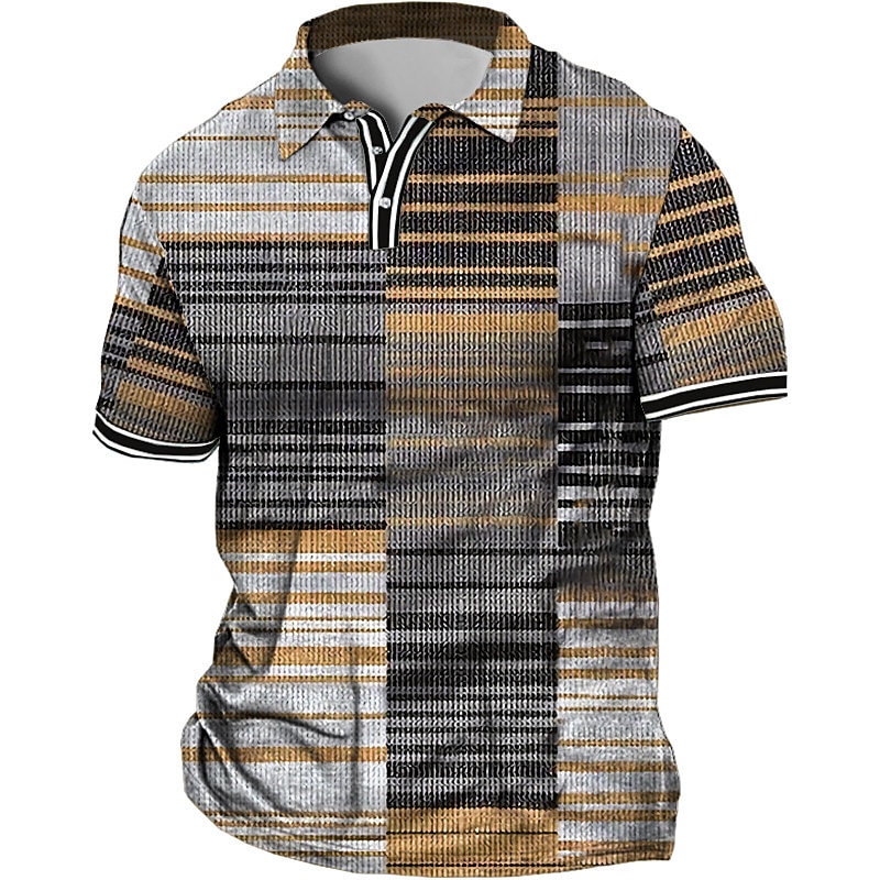Men's Plus Size Polo Shirt Big and Tall Stripe Turndown Print Short Sleeve Spring & Summer Sports Fashion Streetwear Designer Outdoor Street Tops3