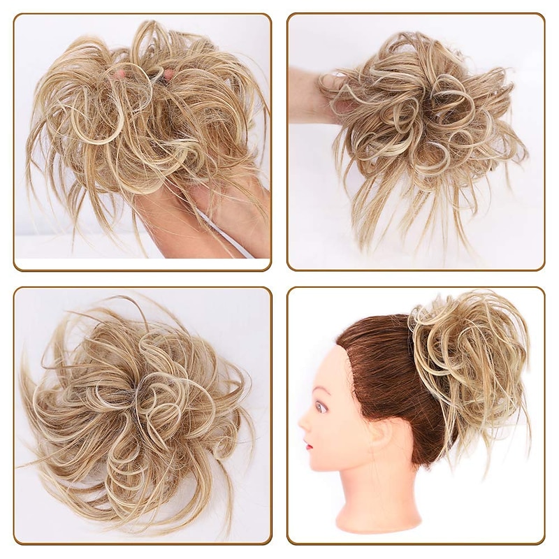 Messy Hair Bun Tousled Updo Hair Scrunchies Extension With Elastic Rubber Band Messy Hair Accessories Hair Pieces for Women4