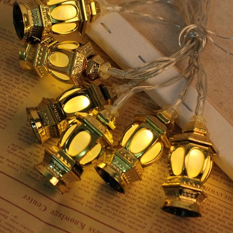 Ramadan Eid LED String Light Muslim Lantern Mubarak Lantern Oil Lamp AA Battery Box LED Party Home Decorative Lantern Lighting - Main Image
