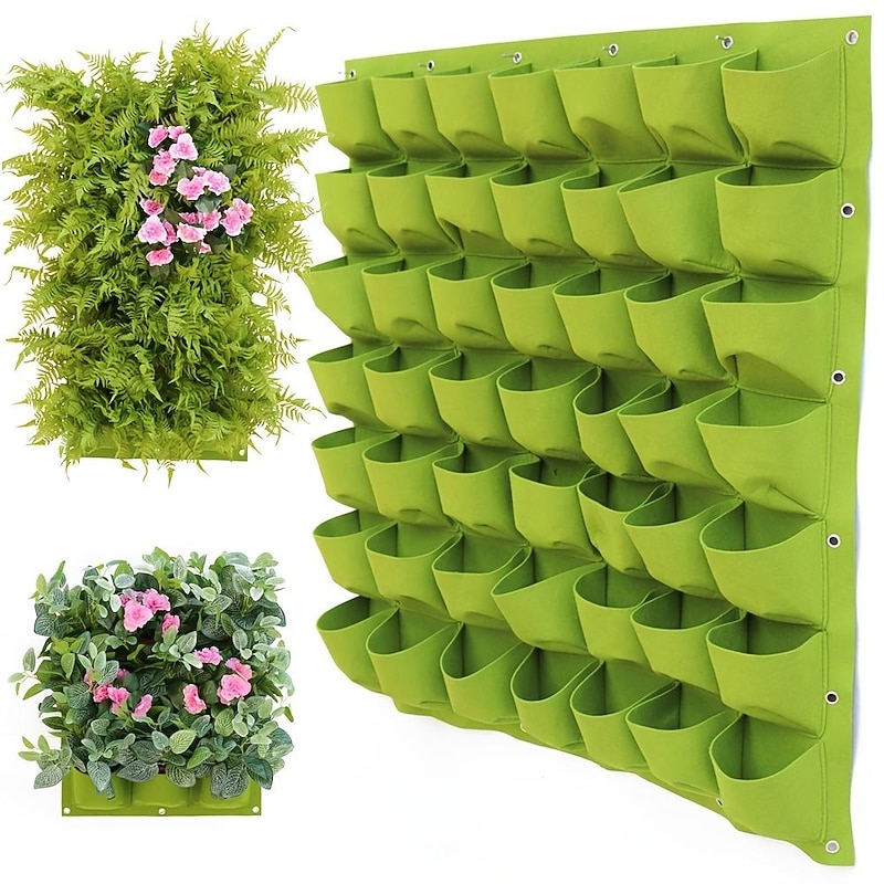 Vertical Hanging Wall, Growing Bag Green Planting Bags, Gardening Vegetable Seedling Living Garden Bag Home Supplies 18/25/36/49/64/72 Pockets
