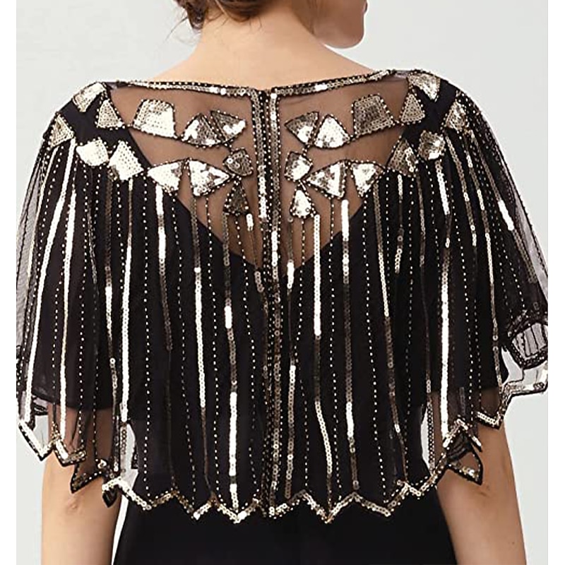 1920s Shawl Wraps Sequin Beaded Evening Cape Bridal Shawl Bolero Flapper Cover Up The Great Gatsby Retro Vintage Roaring 20s2