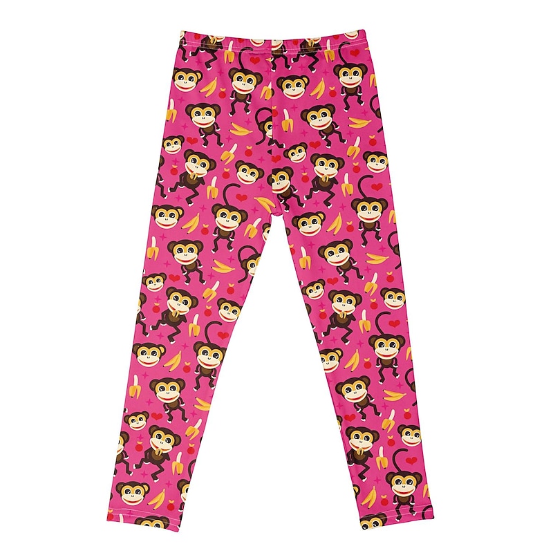 Kids Girls' Leggings Animal Active Outdoor Cotton 3-7 Years Summer Red monkey Purple crown White crown4