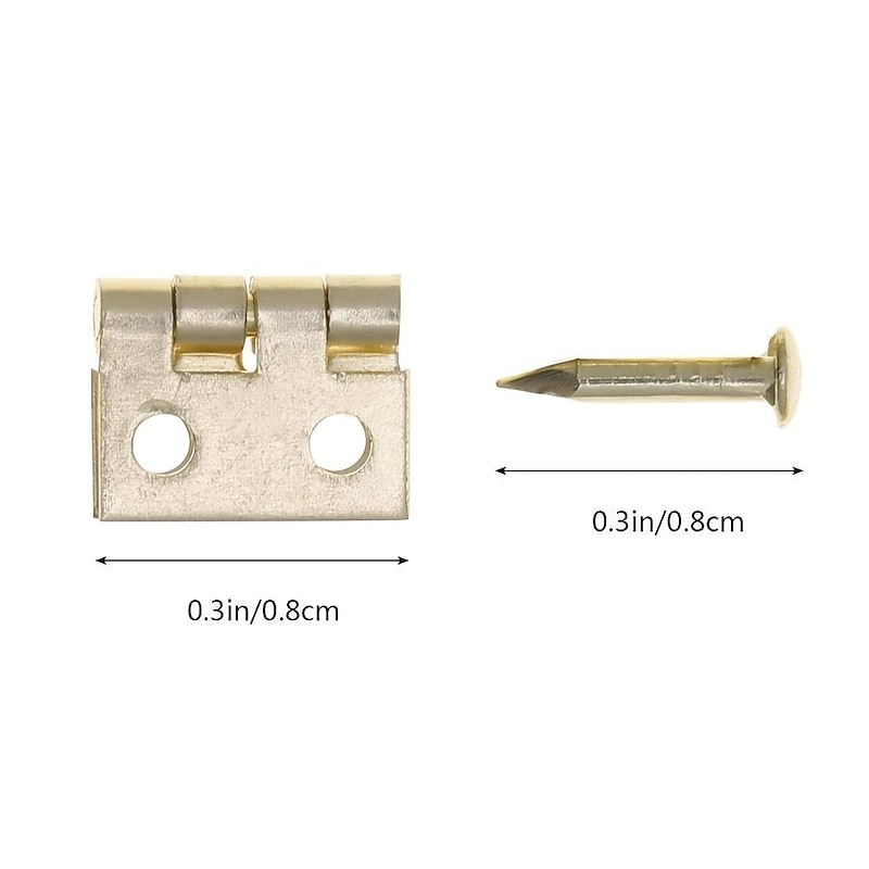 50pcs Mini Pure Copper Hinges Retro Brass Hinges With 200 Pieces Replacement Screws For Wooden Box Jewelry Chest Box Cabinet DIY Accessories (10 X 8mm/0.4 X 0.3inch)4