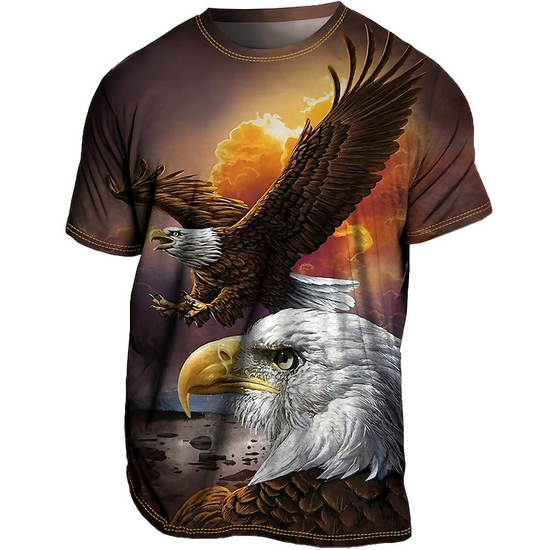 Men's T shirt Tee Tee Graphic Animal Eagle Crew Neck Clothing Apparel 3D Print Outdoor Casual Daily Sports Short Sleeve Print Vintage Fashion Designer