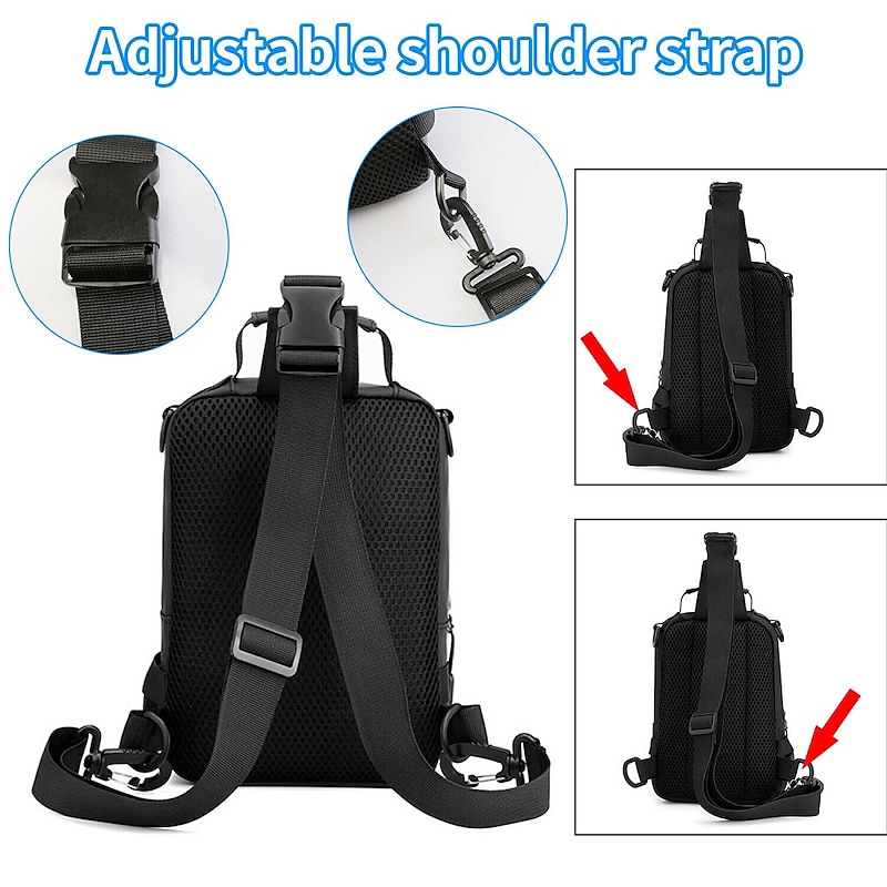 Men Anti Theft Chest Bag Shoulder Bags School Short Trip Messengers Bags Men's Nylon Sling Pack USB Charging Crossbody Backpack, Back to School Gift2