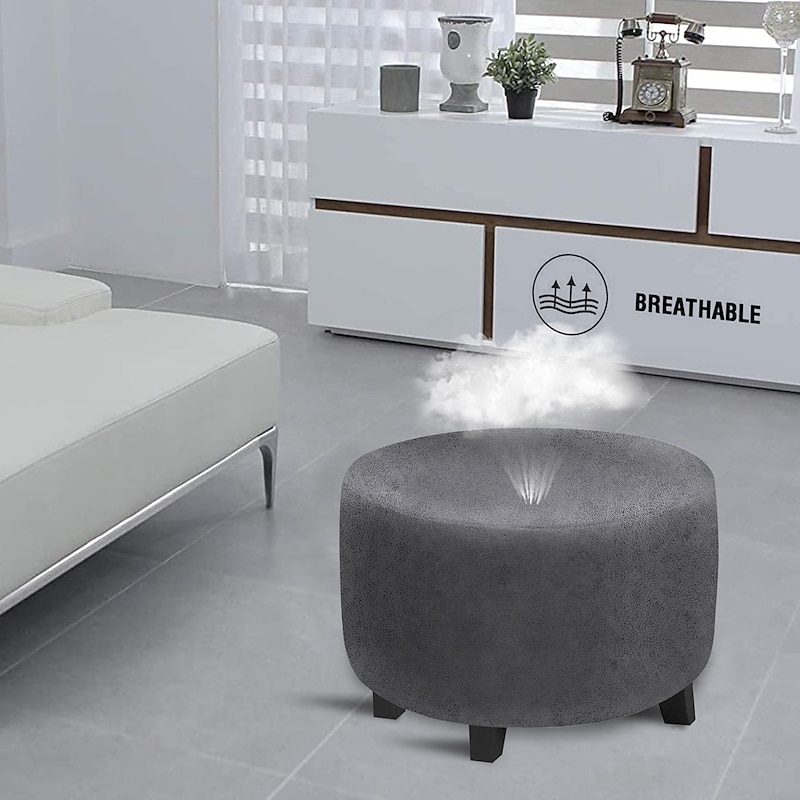 Round Velvet Ottoman Cover Folding Storage Stool Furniture Protector Soft Slipcover with Elastic Bottom Ottoman Cover4