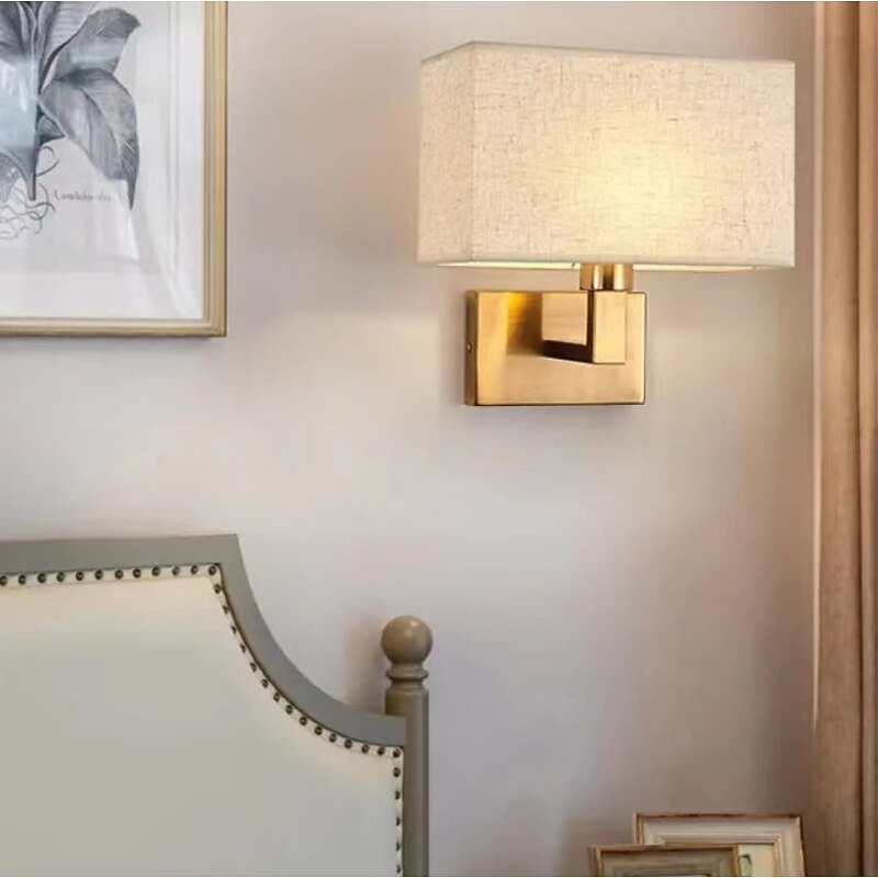 LED Wall Light Modern Cloth Fabric Shade Double Arm Wall Lamps Bedside Wall Lights Metal Sconce 110-240V2