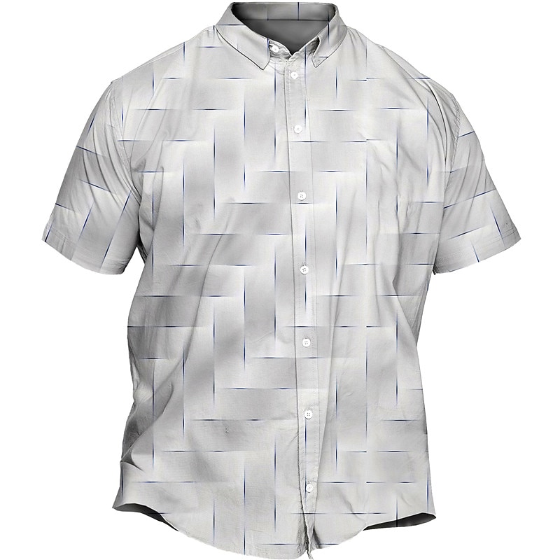 Men's Plus Size Shirt Big and Tall Optical Illusion Turndown Button Short Sleeve Spring & Summer Tropical Fashion Outdoor Street Tops2