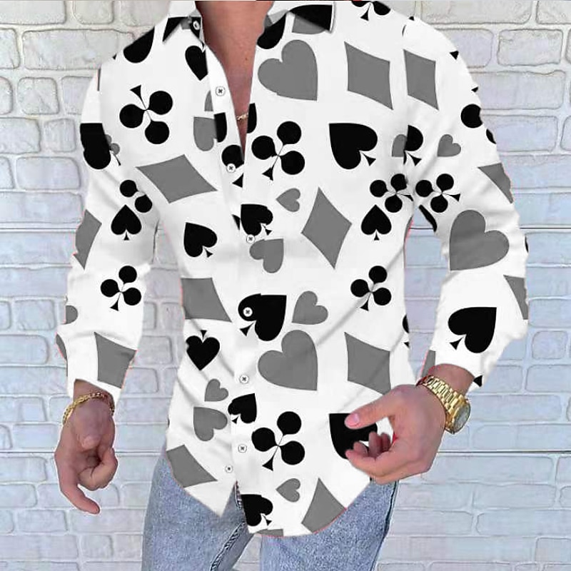 Men's Shirt Button Up Shirt Long Sleeve Designer Punk & Gothic Going out Spring & Summer Standing Collar Patchwork Print Red Blue Gray2
