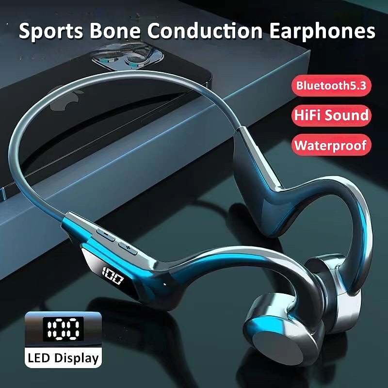 Bone Conduction Headphones Bluetooth 5.3 Wireless Ear Hook Headset IPX5 Waterproof Sport Earphones Lightweight Earbuds With Mic