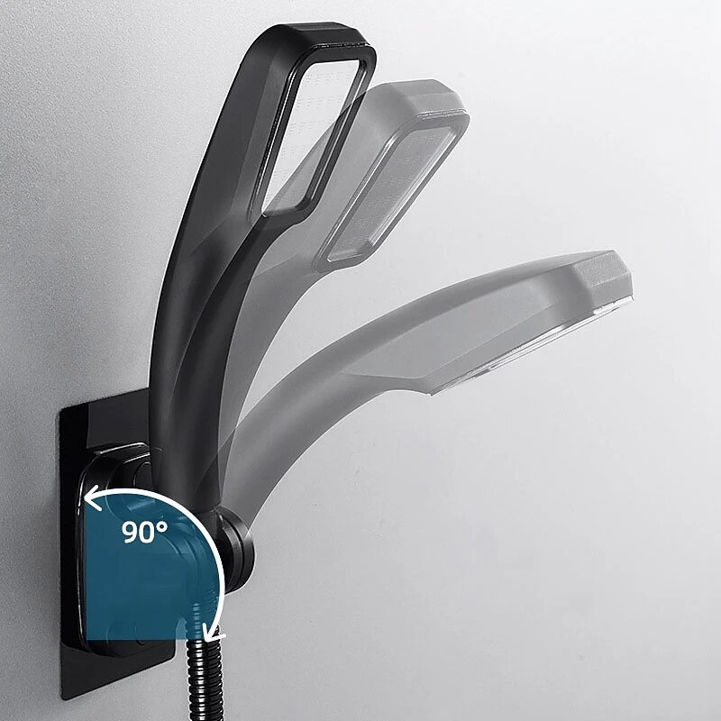 Shower Head Bracket No Drilling Holder, 360° Adjustable Without Drilling ABS Wall Bracket Replacement Waterproof Attachment for Bathroom4