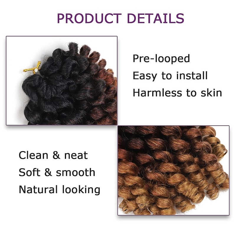 Wand Curl Crochet Braids Hair 8 Inch Jamaican Wand Curl Ombre Crochet Hair Jamaican Bounce Crochet Hair Wand Curl Colored Crochet Braids Ringlet Twist Hair Extension Crochet Hair For Black Women4