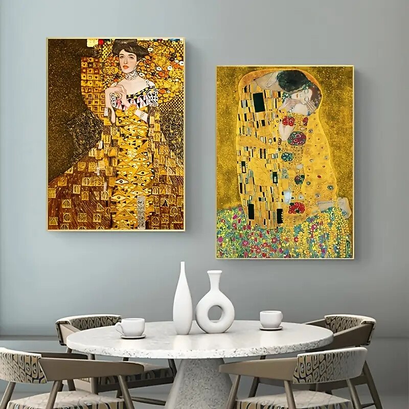 2pcs Frameless Classic Artist Gustav Klimt Kiss Abstract Oil Painting On Canvas Print Poster Modern Art Wall Pictures For Living Room Decor3
