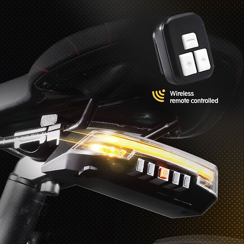 Steering Smart Brake Taillight Wireless Remote Control USB Rechargeable Bicycle Warning Light